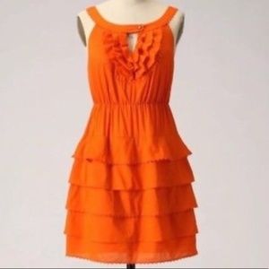 Anthropologie Dress 4 Maeve Tiered Halter Orange